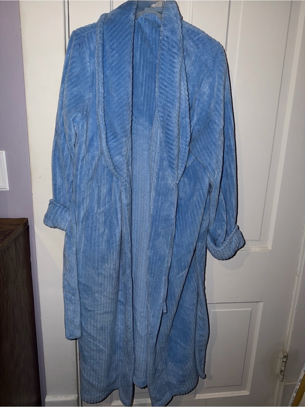 Blue Plush Corduroy Long Robe